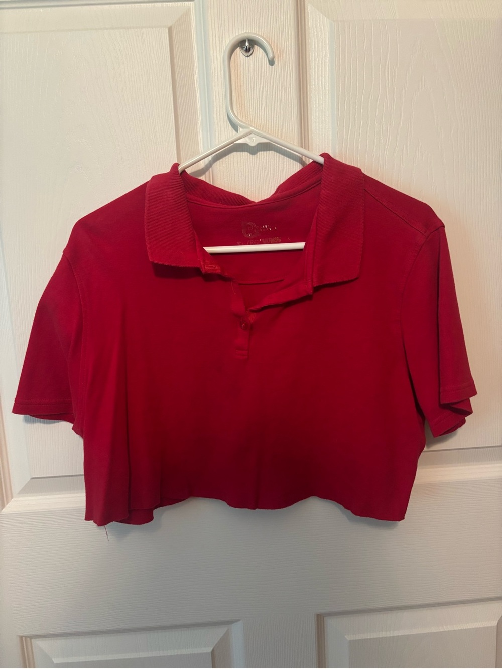 Red Cropped Polo Top - Women